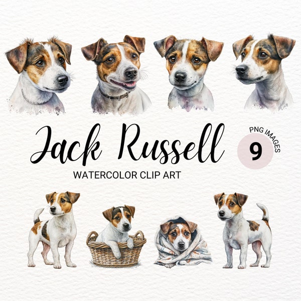 Jack Russell Clipart  | Dog PNG | Watercolor Dog Clipart | Jack Russell Art | Dog Portrait | Puppy Images | Nursery Wall Art