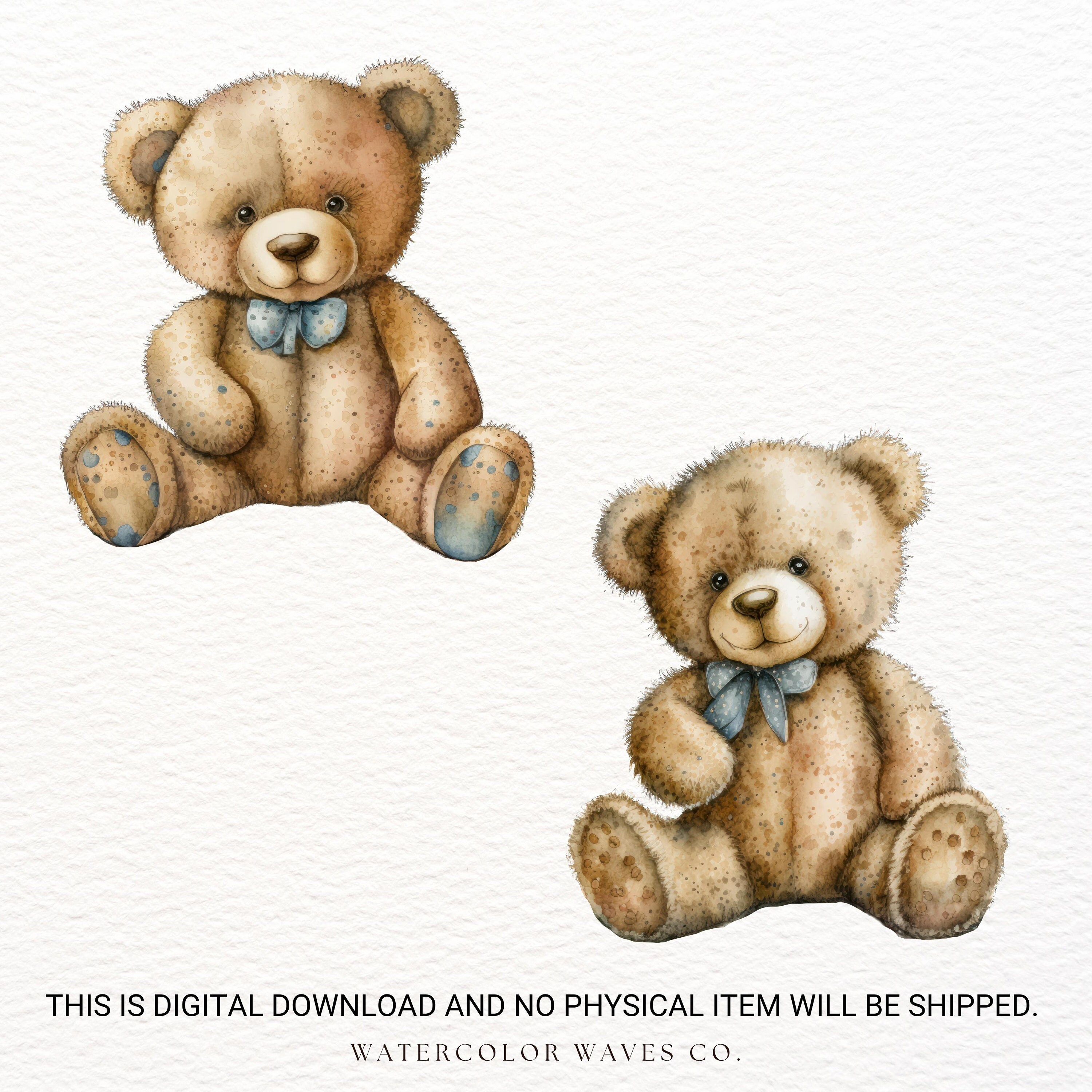 Teddy Bear Clipart Watercolor Bear PNG Nursery Wall Art - Etsy Canada