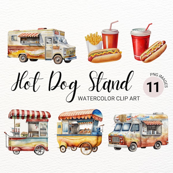 Hot Dog Stand Clipart | Hot Dog PNG | Fast Food Clipart | Hot Dog Party | Kawaii Clipart | Junk Food Art | Soda Clipart