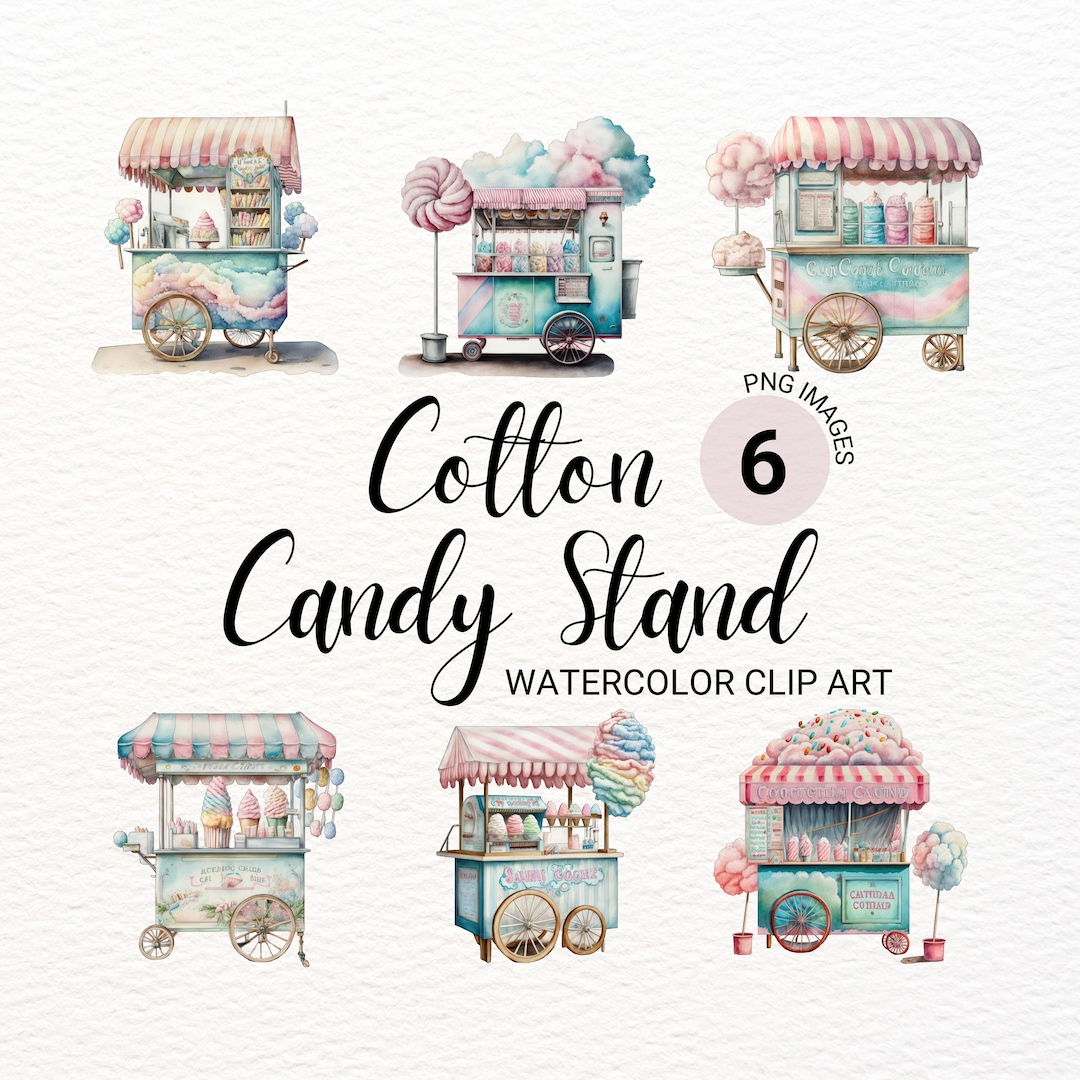 Cotton Candy Stand Clipart Cotton Candy PNG Summer Clipart Birthday