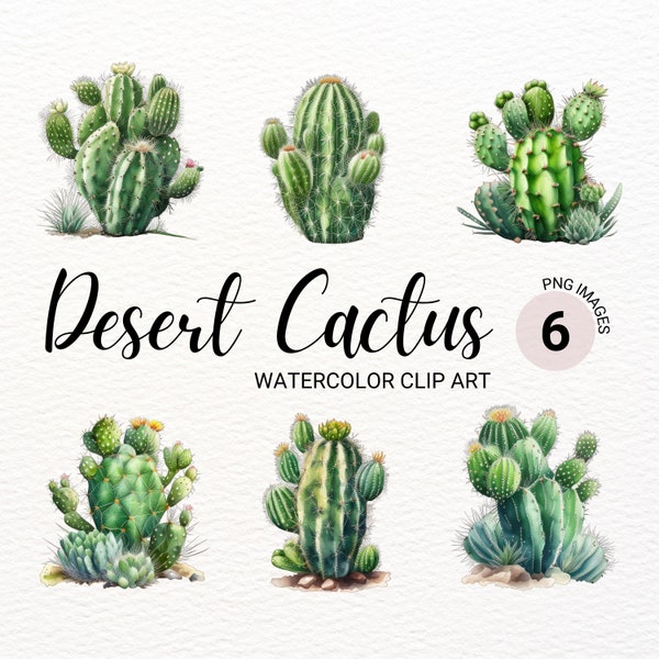 Cactus Print | Cute Cactus Clipart | Watercolor Cactus PNG | Western Clipart | Desert Cactus | Kawaii Clipart | Commercial License