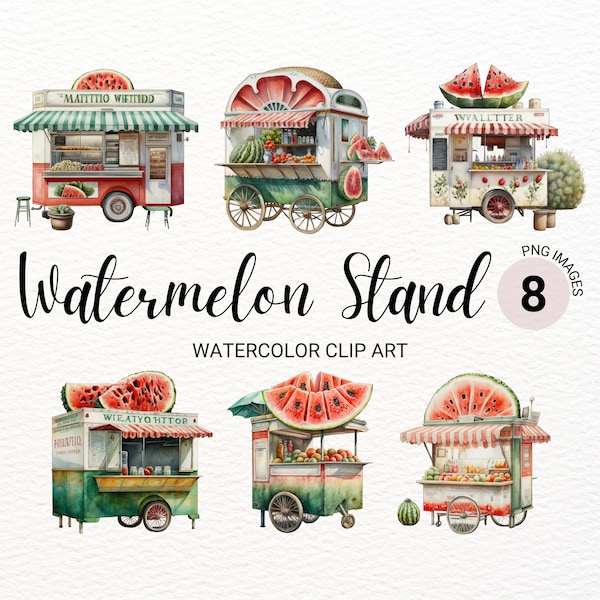 Watermelon Stand Clipart | Watermelon Party | Summer Clipart | Watermelon Decor | Food Clipart | Shop Front Clipart | Commercial License