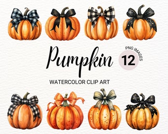 Halloween Pumpkin Clipart | Watercolor Halloween PNG | Collage Images | Junk Journal | Fall Clipart Bundle | Digital Planner