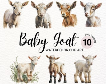 Baby Goat Clipart | Farm Animals PNG | Baby Animals | Watercolor Goat PNG | Cute Animals Clipart | Nursery Wall Art | Commercial License