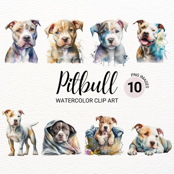 Pitbull Clipart | Dog PNG  | Cute Dog Clipart | Nursery Clipart | Dog Watercolor | Dog Portrait | Puppy Images | Pitbull PNG