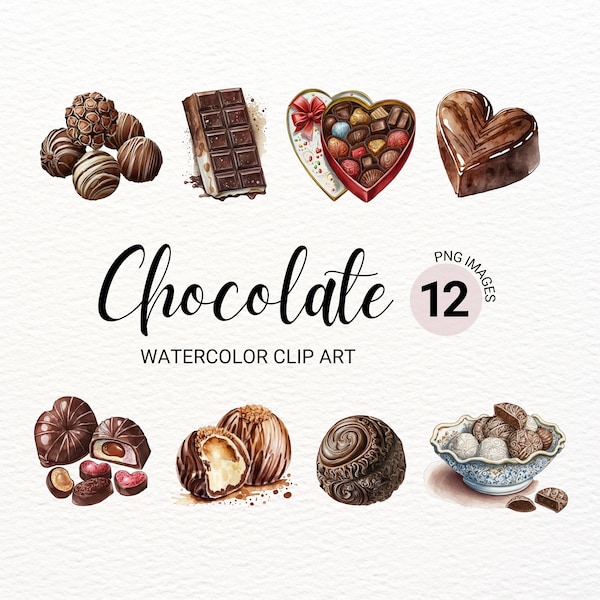 Watercolor Chocolate Clipart | Sweets Clipart Bundle | Kawaii Food Clipart | Junk Journal | Candy Clipart | Digital Paper Craft