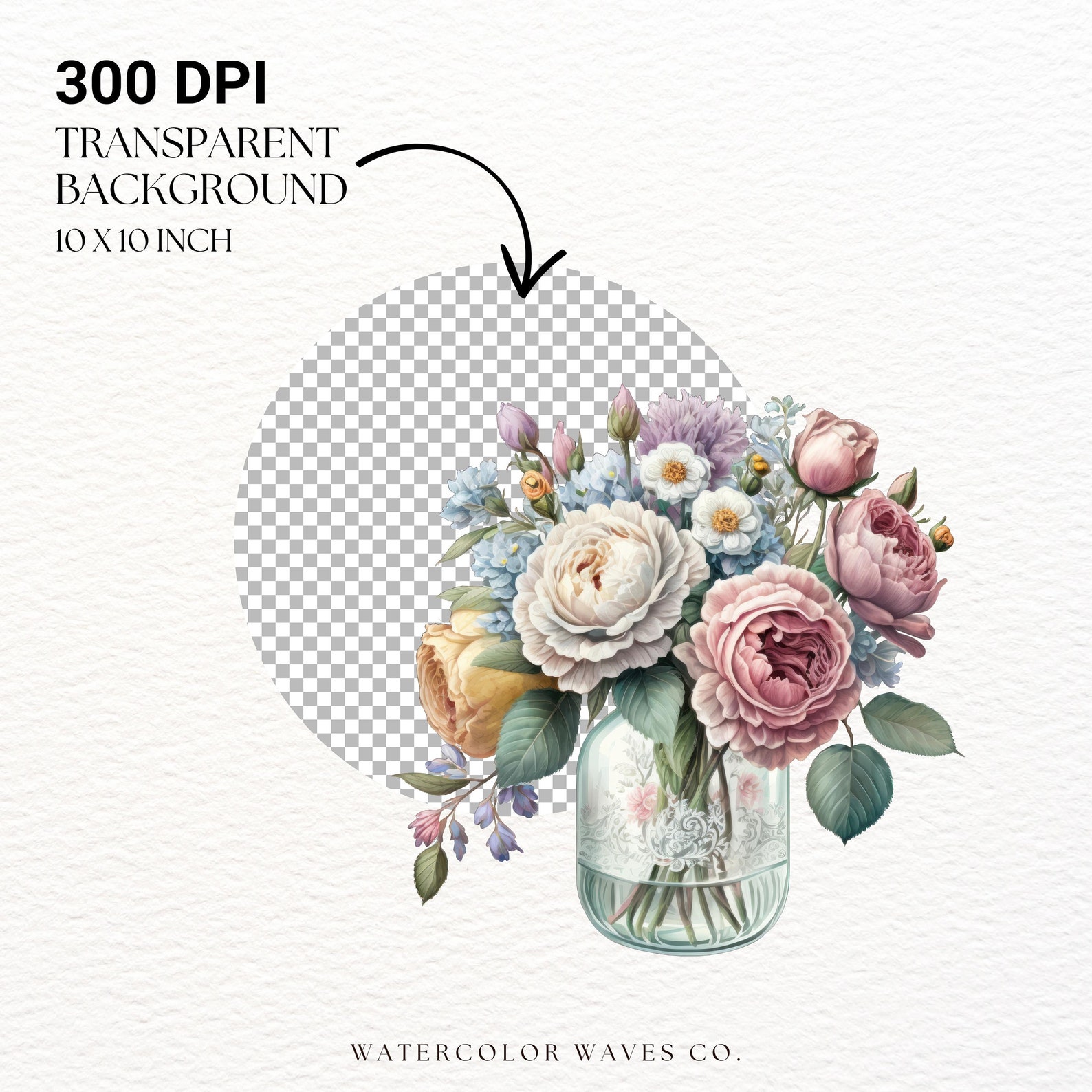 Vase of Flowers Clipart | Floral PNG | Watercolor Roses PNG ...