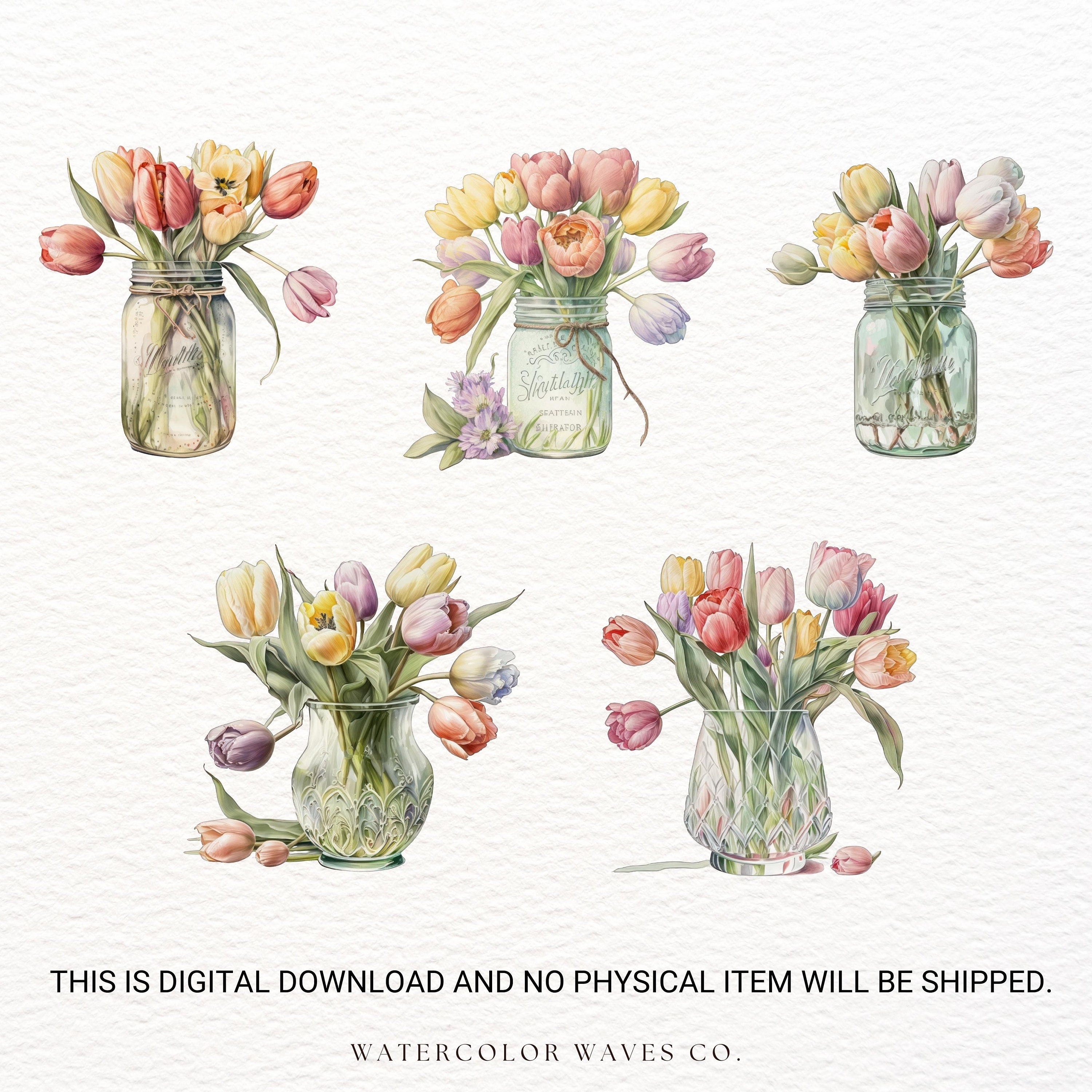Tulip Clipart | Watercolor Tulip PNG | Floral PNG | Summer Clipart ...