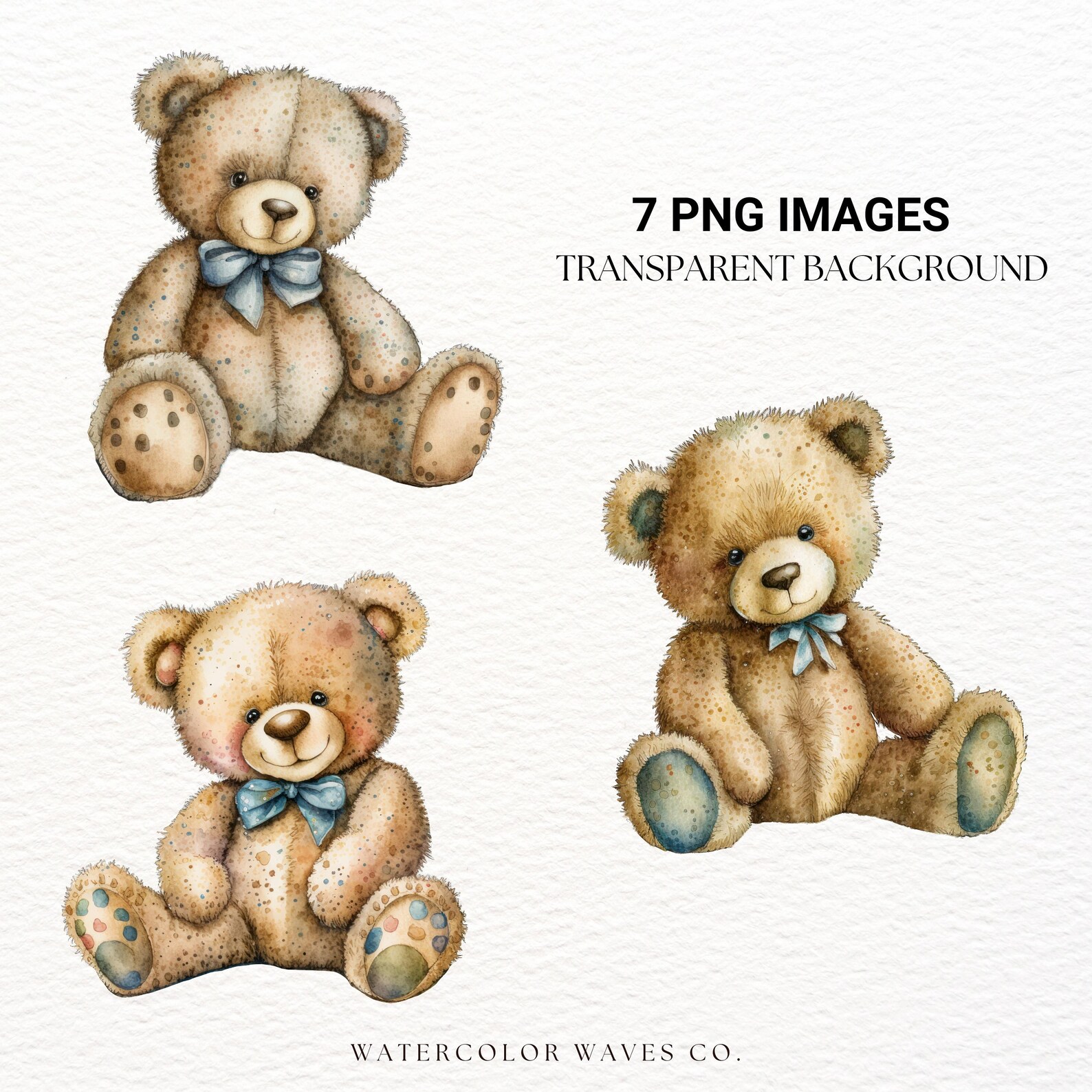 Teddy Bear Clipart Watercolor Bear PNG Nursery Wall Art - Etsy Canada