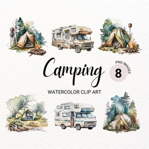 Camping Clipart | Camper Clipart | Forest PNG | Tent Clipart  | Nursery Wall Art | Outdoors Clipart Bundle | Commercial License