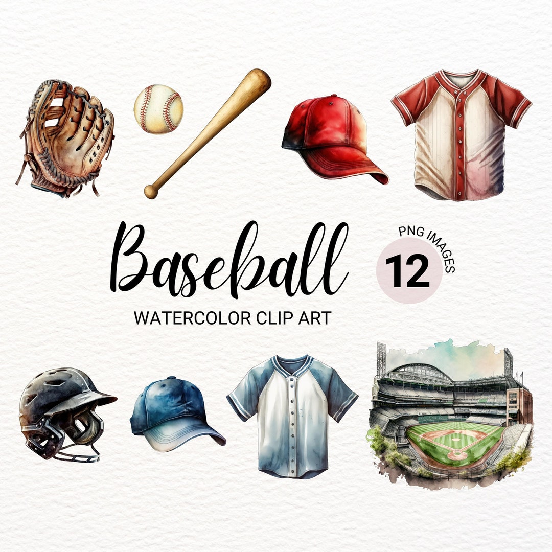 Baseball Clipart Bundle | Watercolor Sports PNG | Summer Collage Images ...
