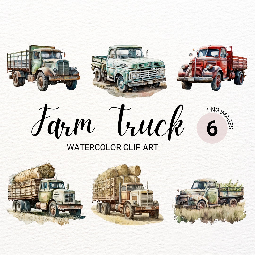 Old Farm Truck Clipart Farm PNG Watercolor Truck Farm Nursery Decor
