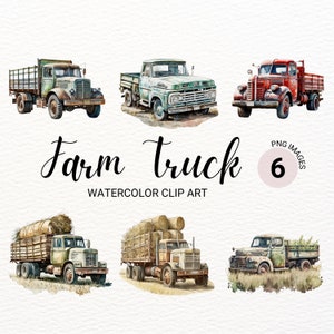 Stary Farm Truck Clipart | Farm PNG | Akwarela Truck | Dekoracja przedszkola Farm | Rustykalna Farm Truck | Licencja komercyjna
