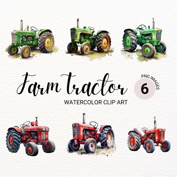 Farm Red Tractor PNG | Farm Clipart | Watercolor Tractor | Farm PNG | Truck Clipart | Farm Nursery Decor | Commercial License