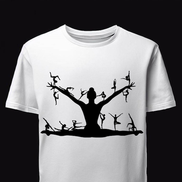 Gymnast T-Shirt SVG with Miniature Gymnasts Poses - Instant Digital Silhouette Download - JPG - Gymnastics Print, Engrave,