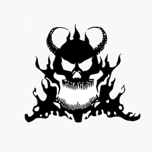 Fichiers laser SVG Scary Devil Skull Head ! Design d'Halloween goth effrayant - téléchargement DXF, .AI, Png - art mural horreur, impression, autocollant, sublimer