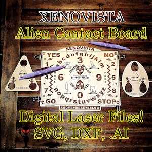 SVG Laser Cut Alien Contact Board Files! Extraterrestrial Spirit Communication! 2 Oculon Styles, Orbium Tokens - Download PDF, Ai, DXF