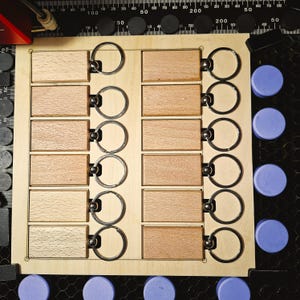 12 Slot Wooden Rectangle Keychain Engraving Jig Laser Files - Keyring Jig for Etching - Engraving Alignment Template - Download SVG DXF .Ai