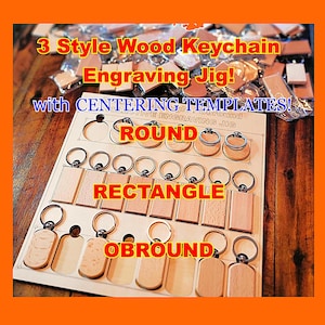 Laser Cut 3 Keychain Styles In One Jig! Engraving Alignment Guide File! Spot Guides, Round, Rectangle, Obround, 22 Free! Download SVG DXF Ai