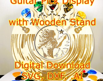 Guitar Pick Album Display Laser Cut Files: Rockstar Engravings (SVG, DXF, Ai Download)