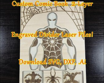 Spider Guy Comic Book Divider - 2-Layer Superhero Engraved Laser Files SVG DXF AI