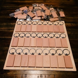Keychain Keyring Jig Template Files - 27 Slot Wooden Rectangle Engraving Etching - Download SVG DXF .AI