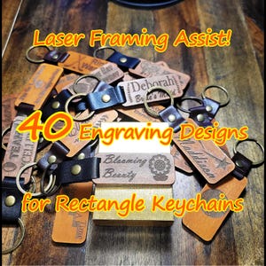 40 Designs Laser Ready Files for Engraving Rectangle Keychains - Align Guide - Lightburn Easy Download SVG, DXF, Ai - Example Fonts Provided