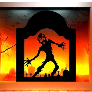 Fichiers SVG cimetière zombie découpés au laser ! Décoration effrayante d'Halloween, monstre effrayant graver impression fichier sublime - téléchargement numérique, DXF, Ai, Png