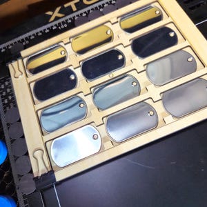 Laser Engraving Military ID Tag Jig: 12-Slot Dog Tag Template (SVG DXF Ai Download)
