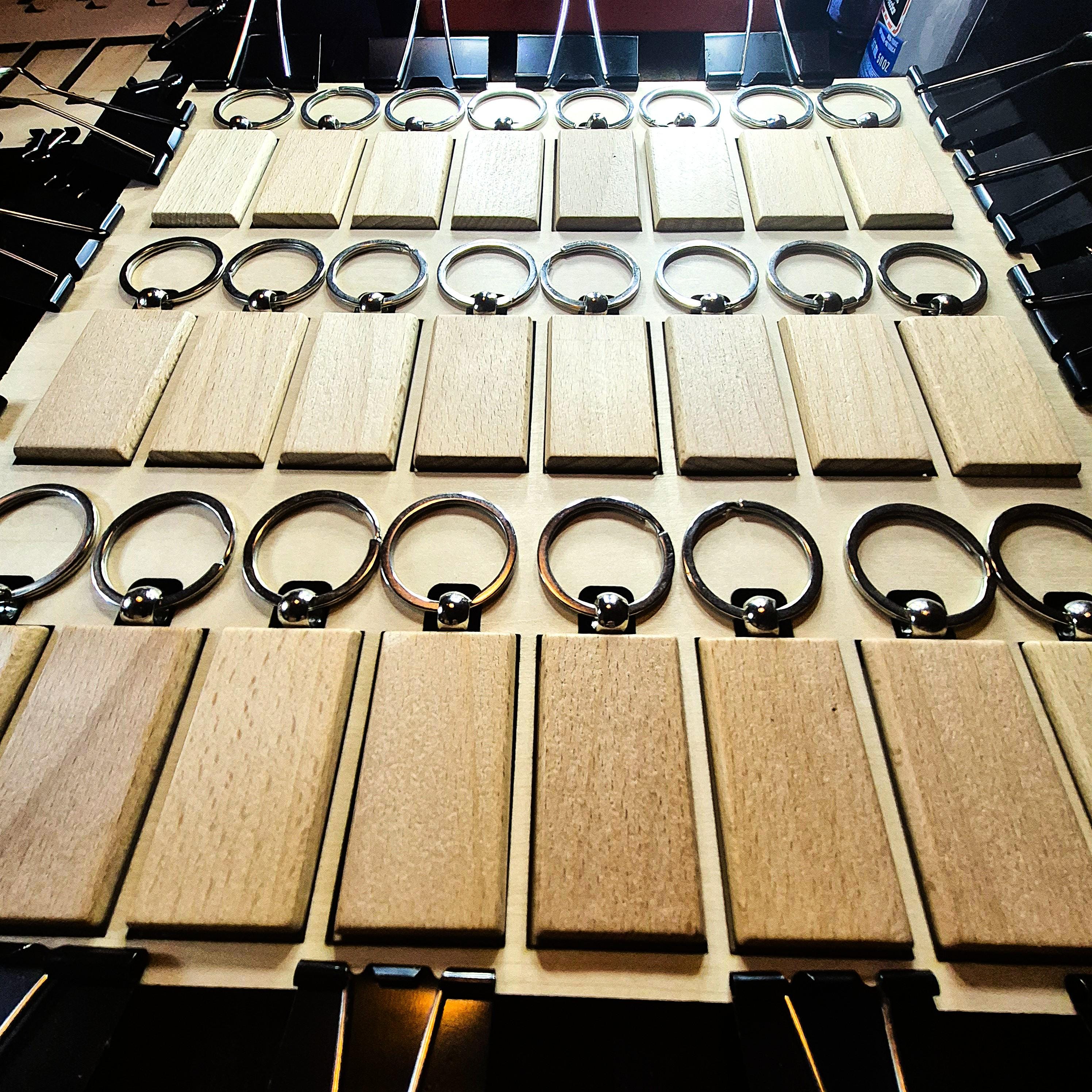 24-slot Rectangle Wooden Keychain Jig Template - Laser Engraving ...