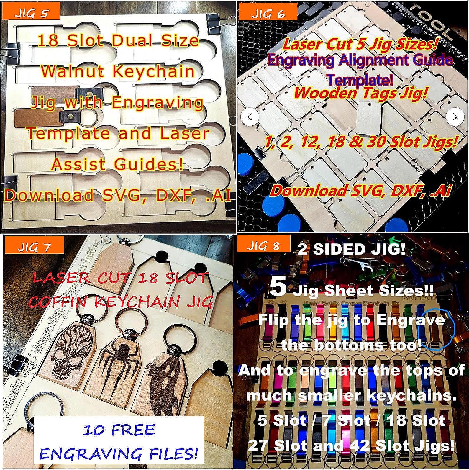 Coaster Jigs Vector 62 Sizes - 26 Jig Template Bundle for Keychain, Coaster & Bottle Opener ...