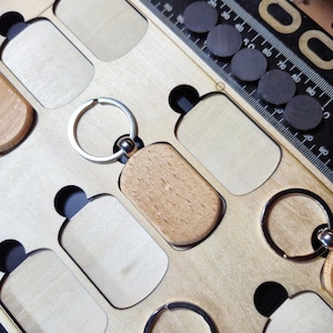 Jig for Engraving Wooden Rounded Rectangle (obround) Keychain - Laser File - 2 Sizes - Center Align File + Spot Guides - Download SVG DXF Ai
