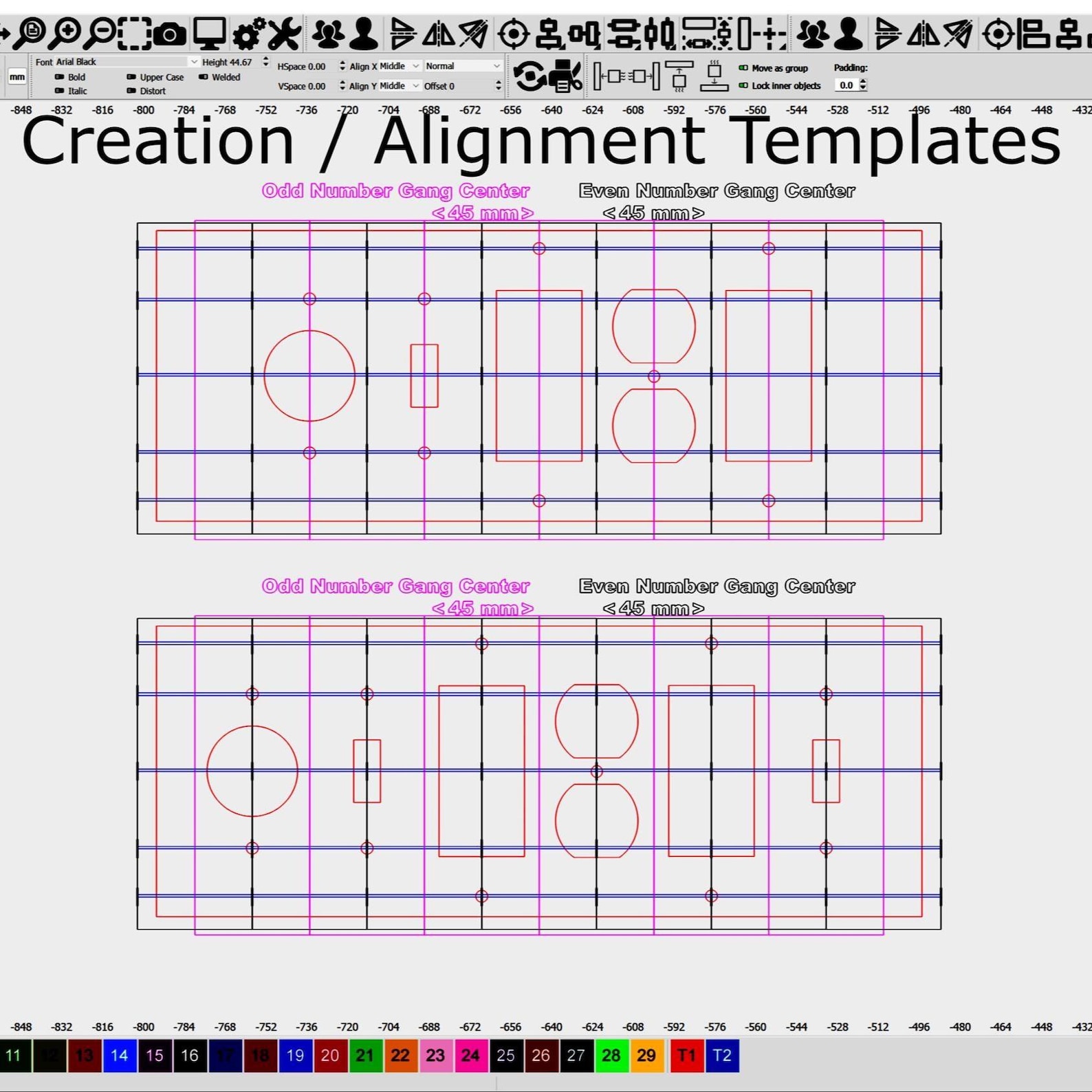 Pollak Rocker Switch Template Light Switch GANG Plate 51 Templates: Toggle, Rocker, Duplex SVG DXF ...