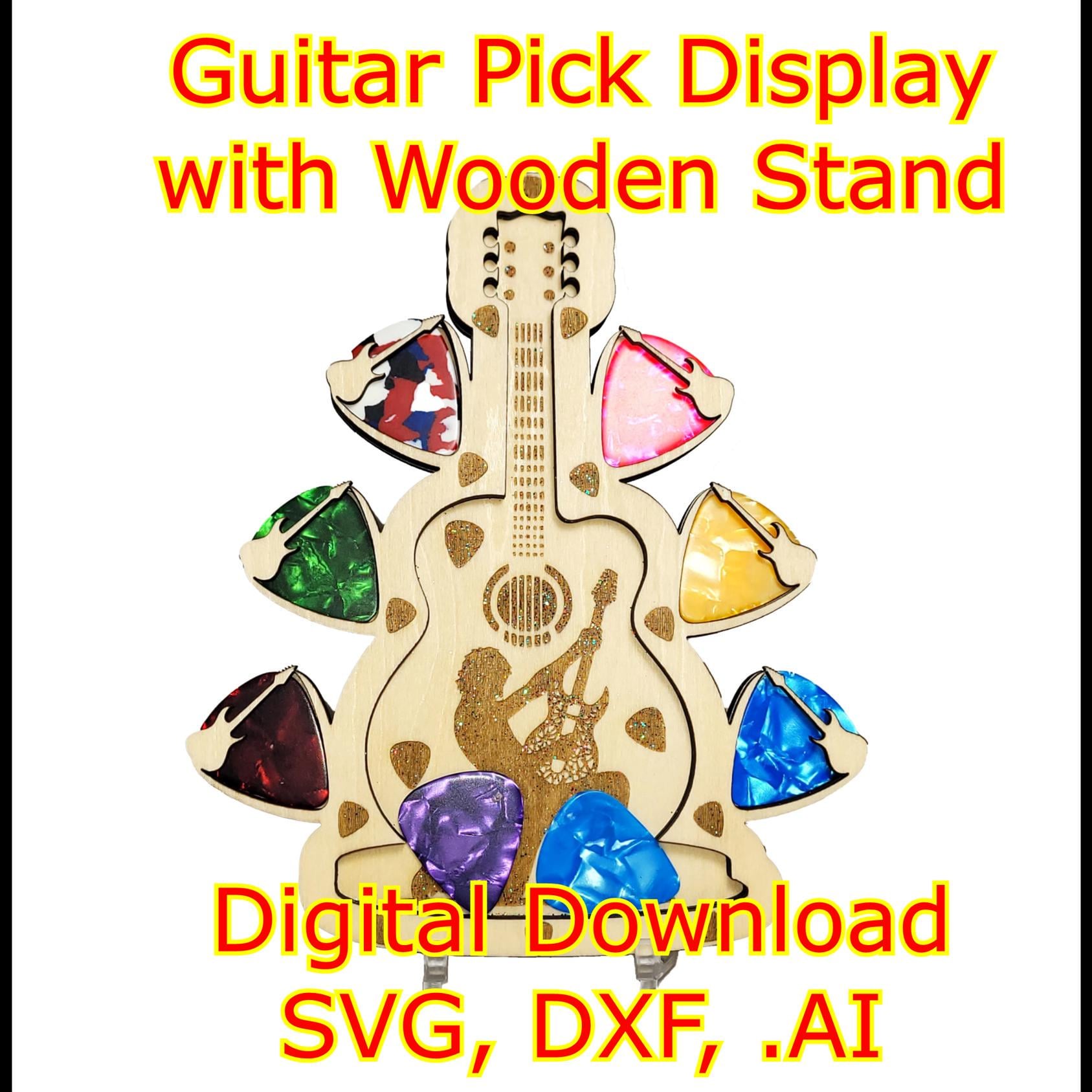 Guitar Pick Holder Display with Rockstar Engraving Laser Files (Digital Download)