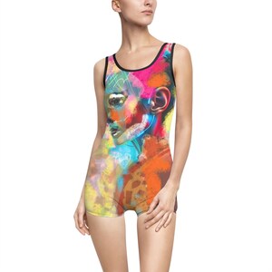 Swimsuit, Bold Chic Futuristic Style AI Design, Women&#39;s Vintage, Retro, Unique, Summer Beachwear, Fashionable Swimwear