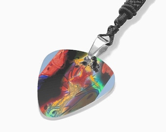 Collier médiator en acier au titane, pendentif imprimé UV, corde de 60 cm