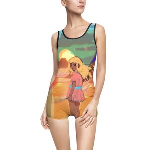 Swimsuit, Vintage Bathing Suit, Retro Swimwear, Graphic Art One Piece, Women&#39;s Beachwear, Summer Fashion Pool and Beach, Colorful & Original
