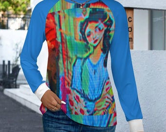 Blue Long Sleeve T-Shirt, UPF 50+, White Cuffs