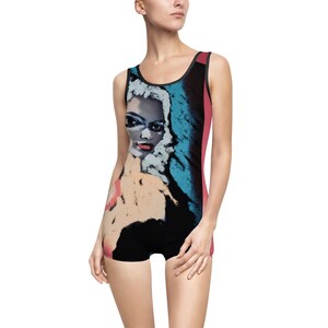 Vintage Swimsuit, Bold Experimental Artistic Expression Chic Style, Retro One Piece Bathing Suit, Women&#39;s Swimwear, Boho Beachwear