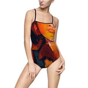 Artistic Women&#39;s One-Piece Swimsuit, Unique Swimwear, Beachwear, Summer Fashion, Fashion Gift