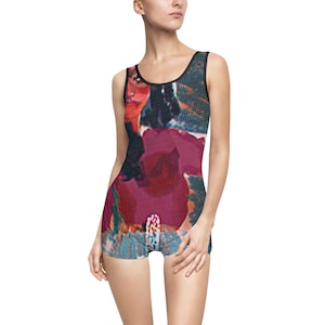 Swimsuit, Bold Fresh Innovative Stunning Art Beautiful, Vintage Bathing Suit, Retro Swimwear, Beachwear for Women, Boho Chic One Piece Gift