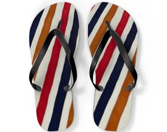 Chanclas a rayas rojas, azul marino y naranja