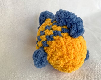 Blue and Yellow Fish, Fish Plushie, Ocean Toys, Pretend Play Toys