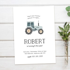 Faire-part d'anniversaire de tracteur de ferme, invitation de camion de ferme, fête dans la basse-cour, invitation personnalisée, carte d'anniversaire imprimable, téléchargement numérique