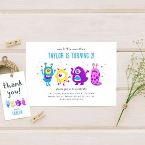 Monster Birthday Invitation, Little Monster Party, Printable Birthday Card, Customized Invite, Digital Download