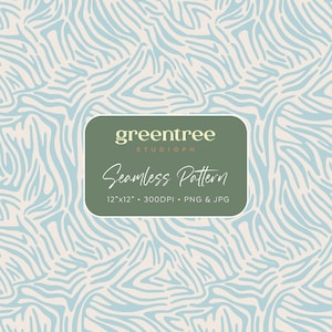 Blue Zebra Stripes Seamless Digital Pattern Design, INSTANT DOWNLOAD