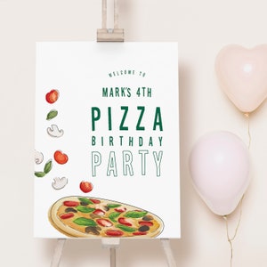 Pizza Party Birthday Welcome Sign - Digital Download