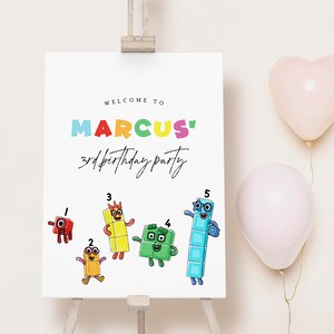 Placa de boas-vindas de aniversário Numberblocks - Download digital