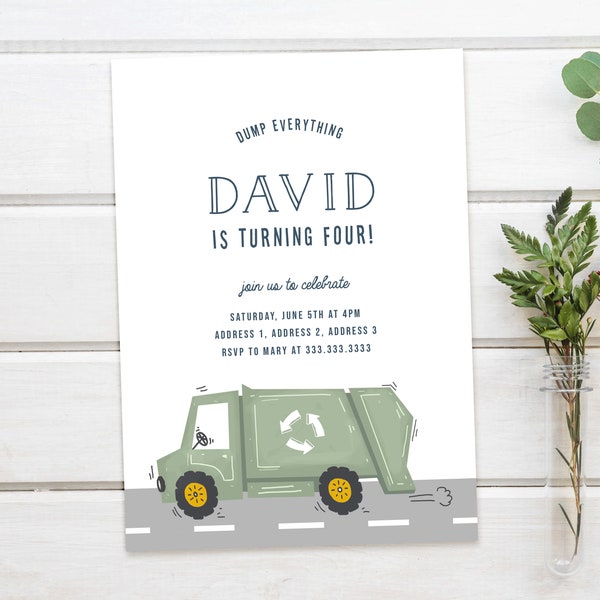 Digital: Custom Trash Truck Birthday Invitation - Etsy