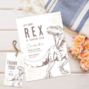 T-Rex Birthday Invitation: Jurassic Dinosaur Party (Digital Download)